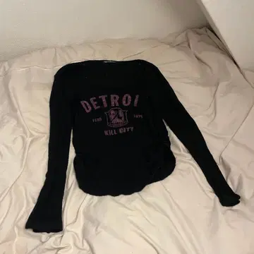 DETROIT 프린트 블랙 긴팔 T셔츠 hystericglamour