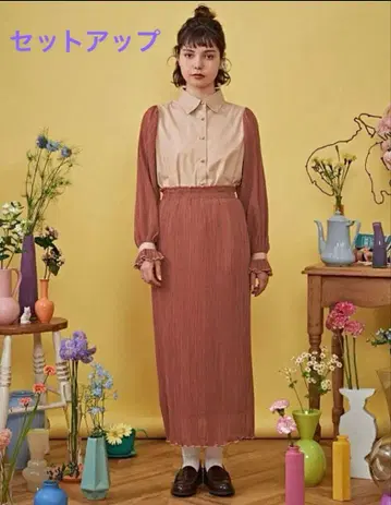 poppy cosmos mellow pleats shirt &skirt