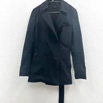 테리 블랙 더블 브레스트 코트