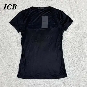 택 포함 미사용 ICB 반팔 티셔츠 S 블랙 레이온