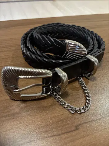 Jieda 블랙 가죽 뜨개질 벨트