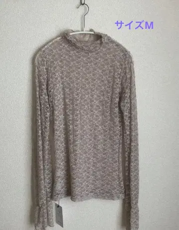 [ MARJOUR ] 택 포함 하이넥 시어 레이스 상의