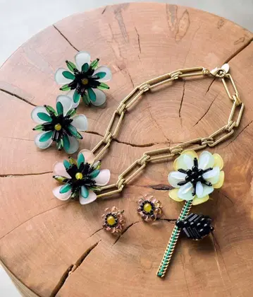 rada 클리어 플라워 콤비 목걸이