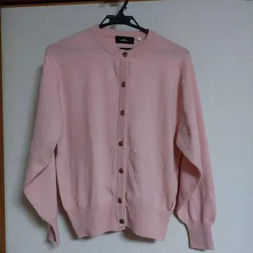 핑크 캐시미어 긴팔 가디건 장식 버튼 포함