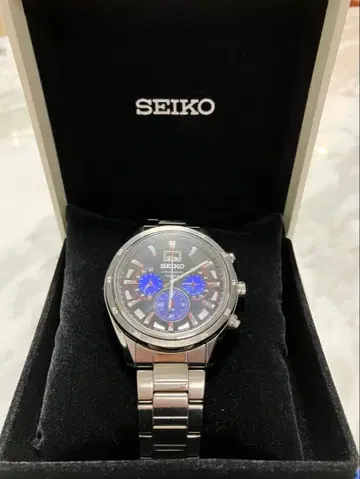 SEIKO 크로노그래프 블랙/블루 손목시계