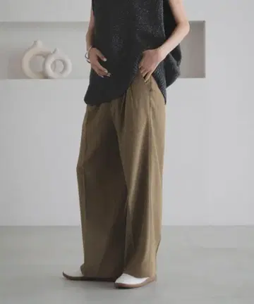 LOWRYS FARM 홉색 와이드 팬츠 브라운 M 롤리스
