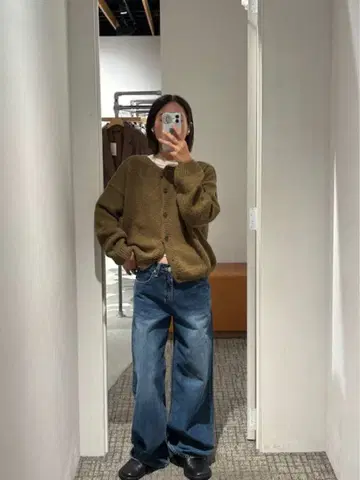 CANAL JEAN El mar 알파카 혼방 크루넥 가디건