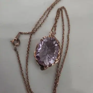 미네랄 쇼 대형 거대 핑크 자수정 목걸이