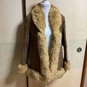 패치워크 패턴, 빈티지, 양가죽 무스탕 코트