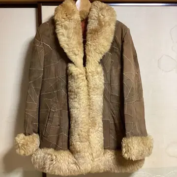 패치워크 패턴, 빈티지, 양가죽 무스탕 코트 최종 가격