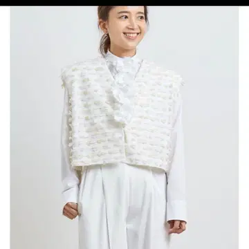 택 없음 미사용! yori 미니 리본 숏 베스트 38 화이트