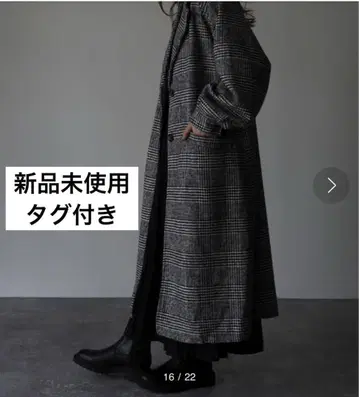 리베리 글렌체크 래글런 롱 코트 리베리