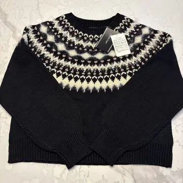 퀸즈 코트 노르딕 니트 상의 블랙 핑크 1022