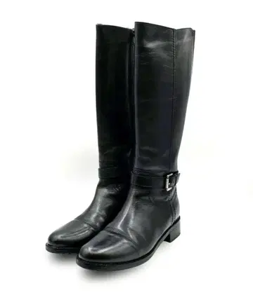 새상품급 Clarks 클락스 8.5 롱 부츠 사이드 지퍼 가죽 블랙