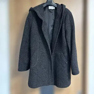 MISSSEL 후드 부착 울 코트 다크 그레이