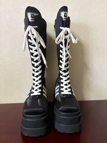 Darich 레이스업 스니커즈 롱 부츠 블랙