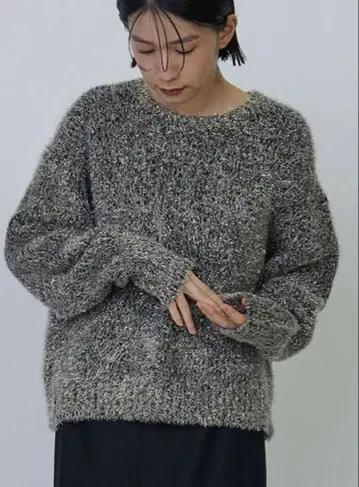 1er Arrondissement 라메 샤기 니트 풀오버 블랙