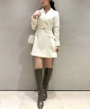 SNIDEL 아이보리 더블 브레스트 원피스