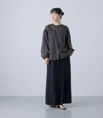 카구레 코튼 오간자 셔츠 가디건
