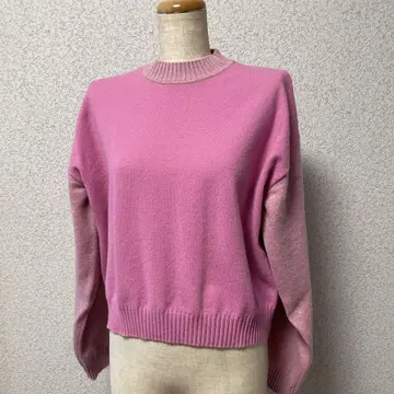 ASTRAET 핑크 크루넥 니트 긴팔 캐시미어 혼방 소재