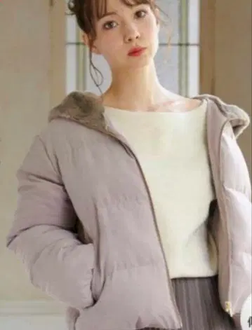 MAJESTIC LEGON 후드 부착 다운 자켓 그레이 새상품급