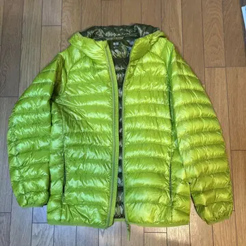 UNIQLO 후드 부착 다운 자켓 S 라임 그린