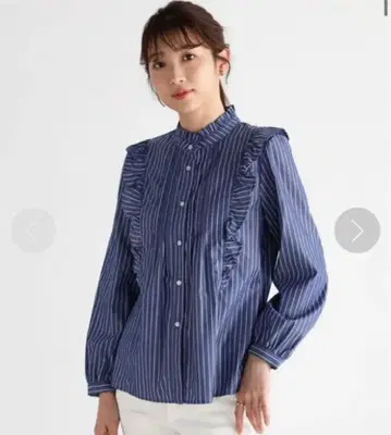 프릴 달린 네이비 스트라이프 셔츠 야마다야 VIN