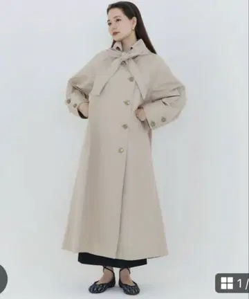 TINA:JOJUN 트렌치코트 리본 후드 부착