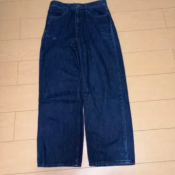 다크 블루 와이드 레그 데님 팬츠