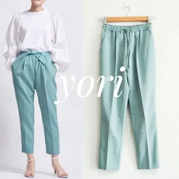 새상품급 yori 컬러 턱 팬츠 이지 테이퍼드 팬츠 34 민트 요리