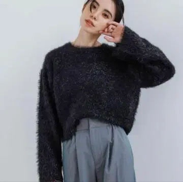 JEANASIS 글리터 필름 라메 숏 풀오버