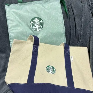 Starbucks 보냉 토트백 베이지 네이비 2종 세트