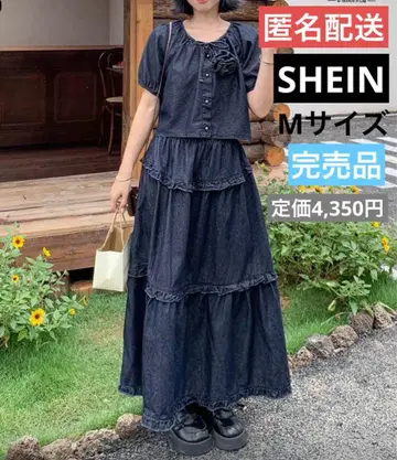 [ 완판템 ] SHEIN 데님 투피스 반팔 원피스 (M 사이즈)