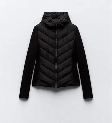 ZARA 콘트라스트 퍼프 자켓 블랙 S 사이즈