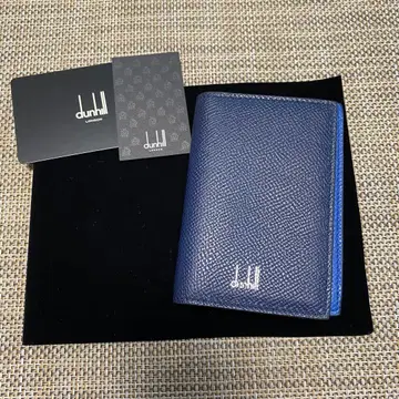 새상품급 dunhill 네이비 가죽 명함지갑 바이컬러