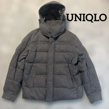 유니클로 그레이 다운 자켓 탈부착 가능 후드 UNIQLO