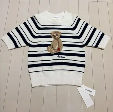오늘 한정 가격 Lily BROWN 테디베어 자수 반팔 니트