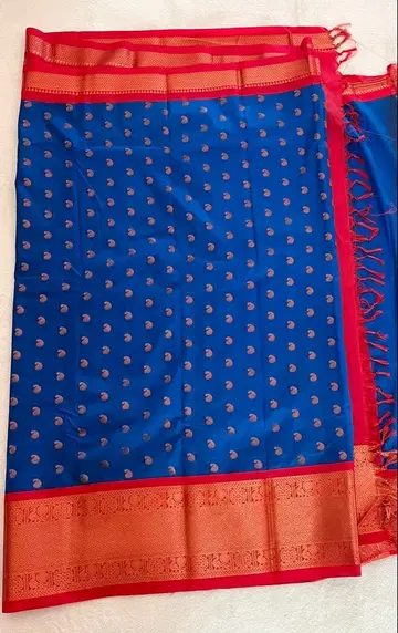 SILK MARK 인증 순수 칸치 플럼 실크 인도 사리 레어 가치