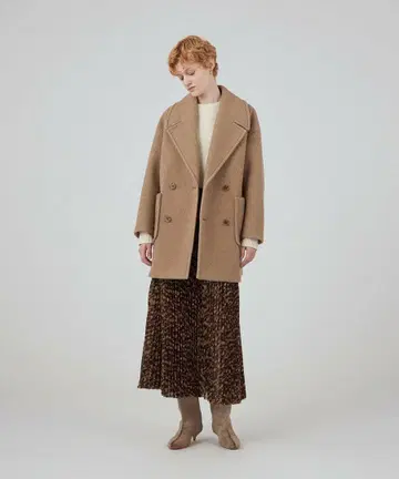 MACPHEE 부클레 본딩 더블 브레스트 코트