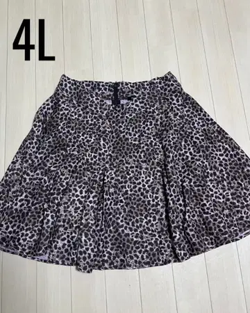 4L 빅 사이즈 레오파드 무늬 미디 스커트