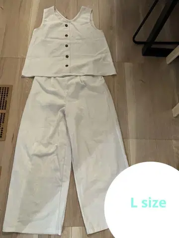 화이트 린넨풍 셋업 L