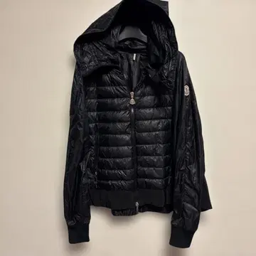 MONCLER 블랙 다운 나일론 플레어 자켓