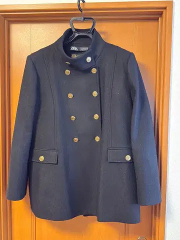 ZARA 울 더블 브레스트 피 코트 XXL