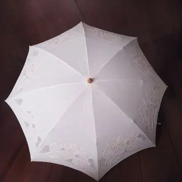 여성용 레트로 양산 접이식 아이보리 핑크 천