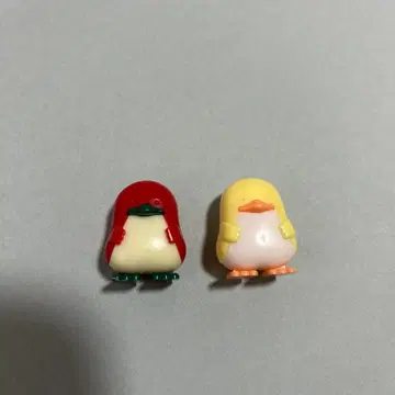 글리코 덤 펭귄 피규어 빨간색과 옐로우 컬러 세트