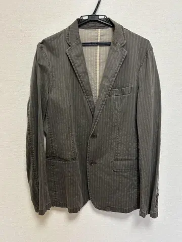 MEN'S MELROSE 그레이 스트라이프 테일러드 자켓 L