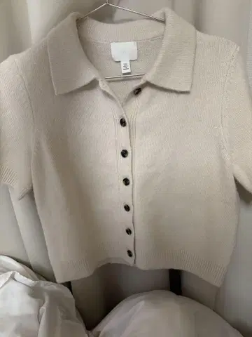 H&M 반팔 니트 피케 셔츠
