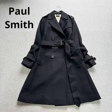 컨디션 최상 폴스미스 블랙 캐시미어 울 코트 40 블랙 롱 기장 벨트