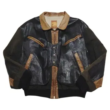 80-90s 빈티지 일본산 빈티지 가죽 절개 덕 자켓 L