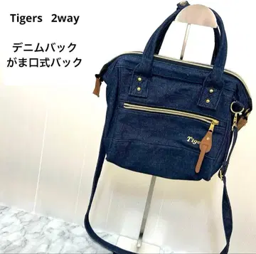 Tigers 데님 백 2way 핸드백 숄더 백 가마구치 금 골드